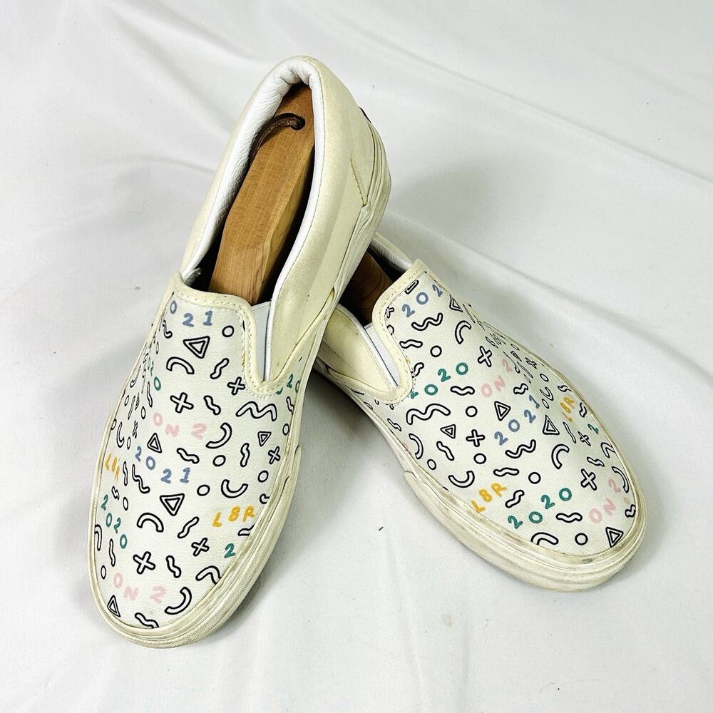 Vans Classic Slip On Shoes Custom Doodle Print 2020 2021 Sz Women 8.5 / Men 7
